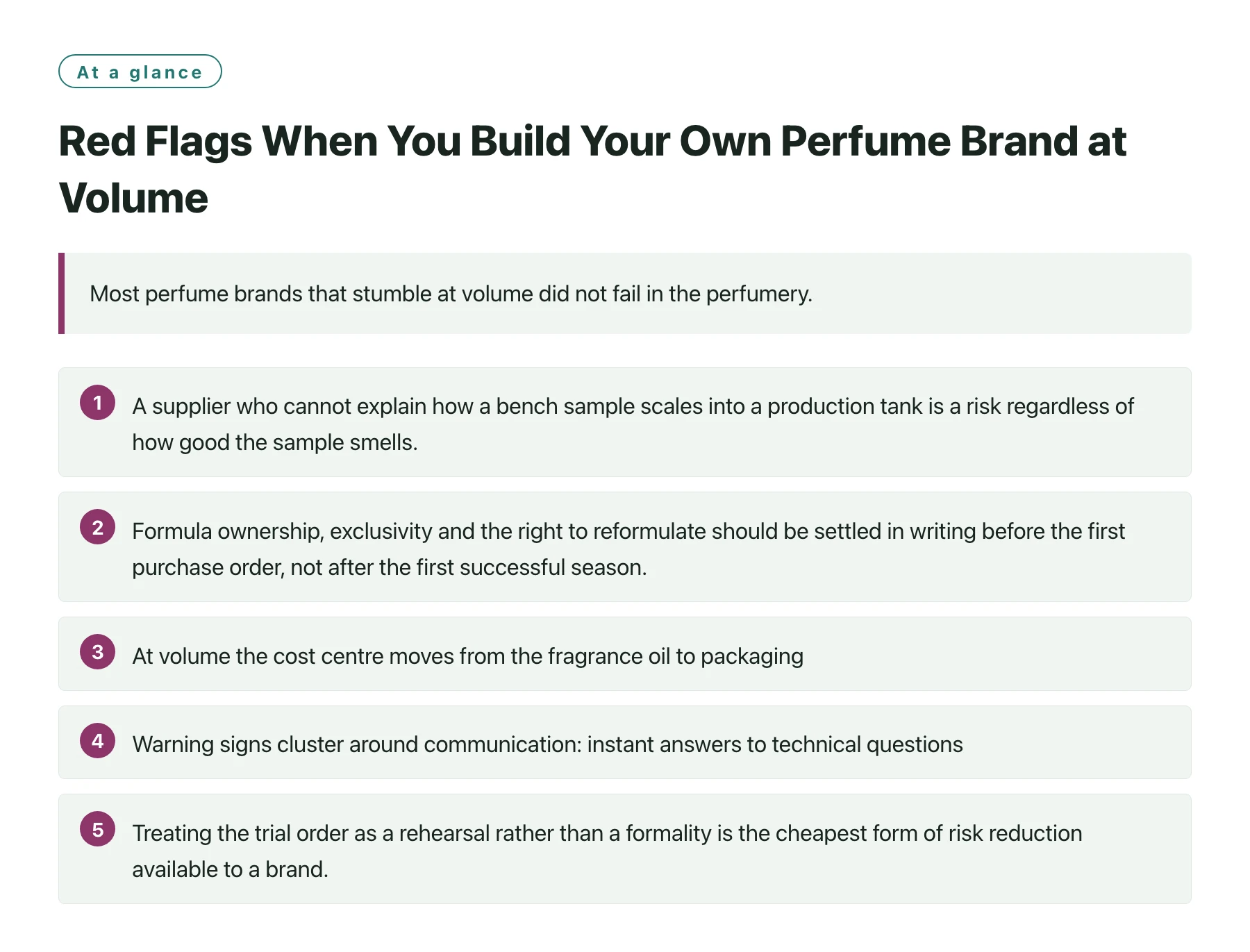 Red Flags When You Build Your Own Perfume Brand at Volume——全文要点速览